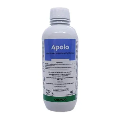 Para el control de altas infestaciones de insectos agregar 6 ml. de APOLO por litro de agua.